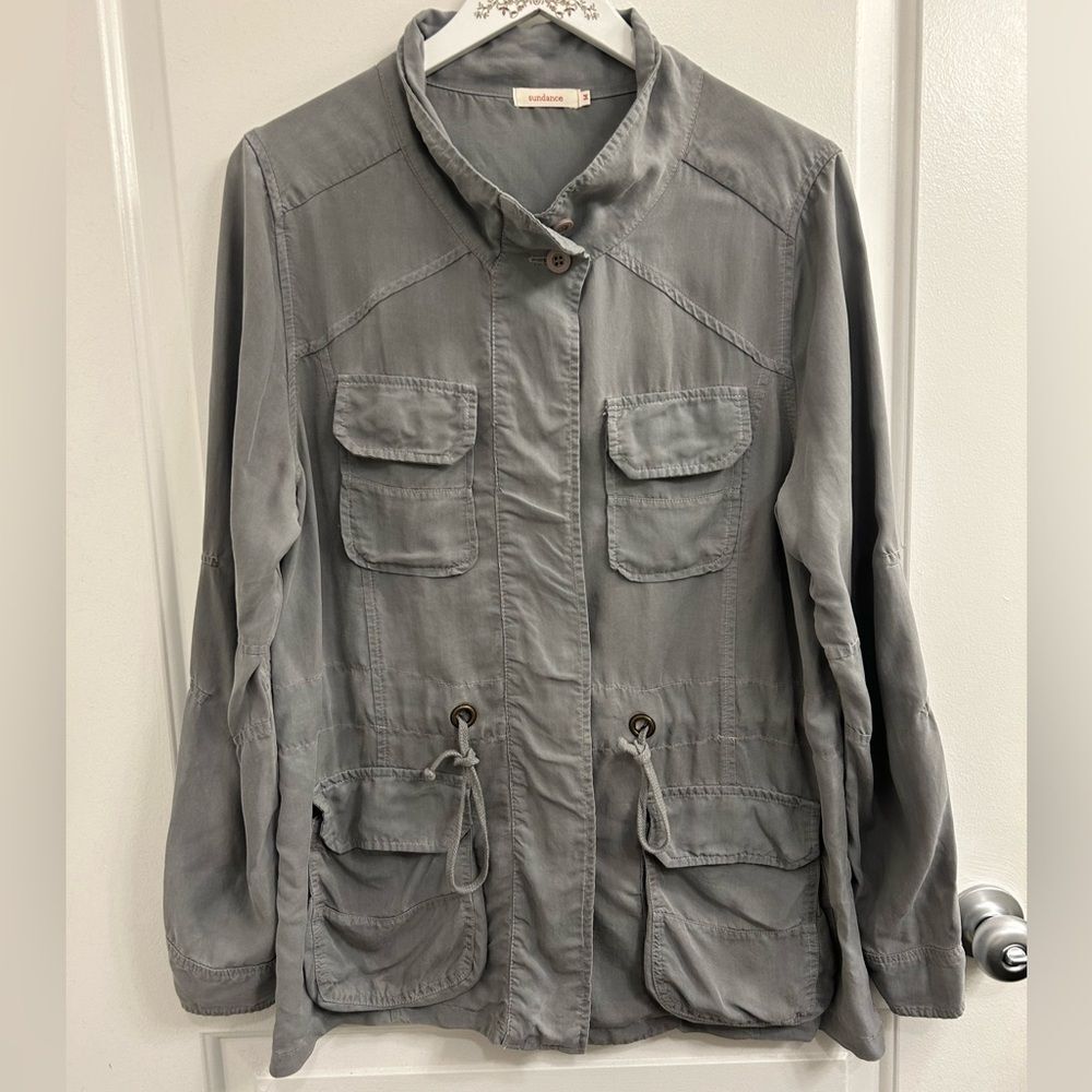 Sundance M Utility Jacket Tencel Safari Fall Lightweight Layering Buttons